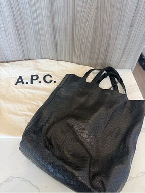 A.P.C. Maiko Embossed Snake-Effect Leather Shopping Tote - Black